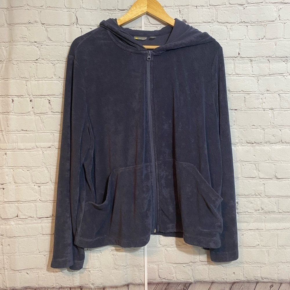 Zella Nordstrom Spa Hoodie Jacket Womens Plus Size 1X Bell Sleeve Slate Gray